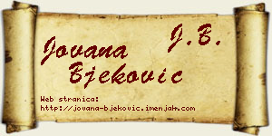 Jovana Bjeković vizit kartica